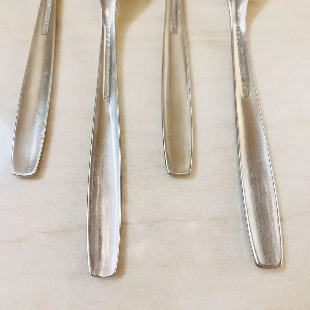 4pc INTERNATIONAL SILVER INS14 Fork 7” Stainless Satin Frosted USA Flatware